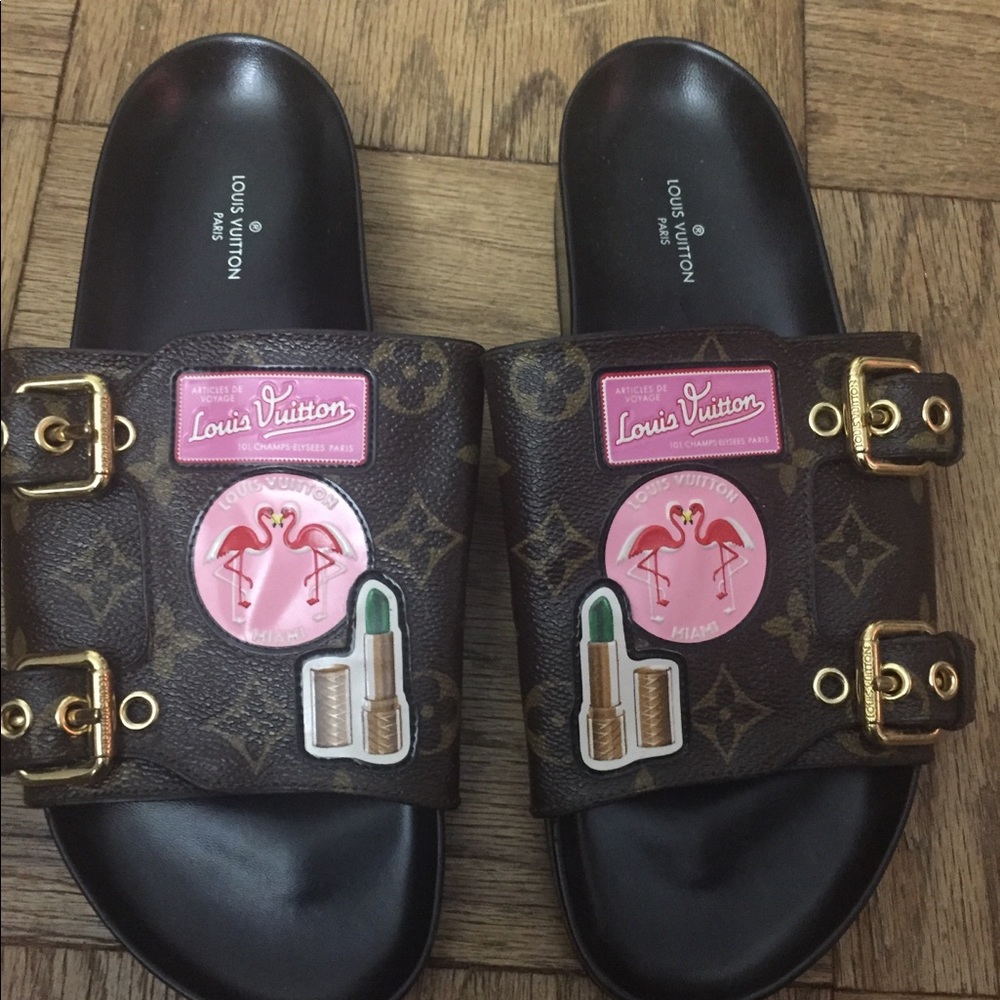 Louis Vuitton around the world slide/mule sandals